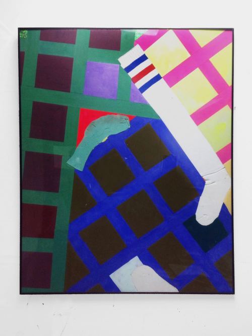 Brian_Belott__Untited_Sock_Painting__2017__Mixed_media_on_plexiglass__reverse_glass_technique__40_x_32_in__102_x_81_cm