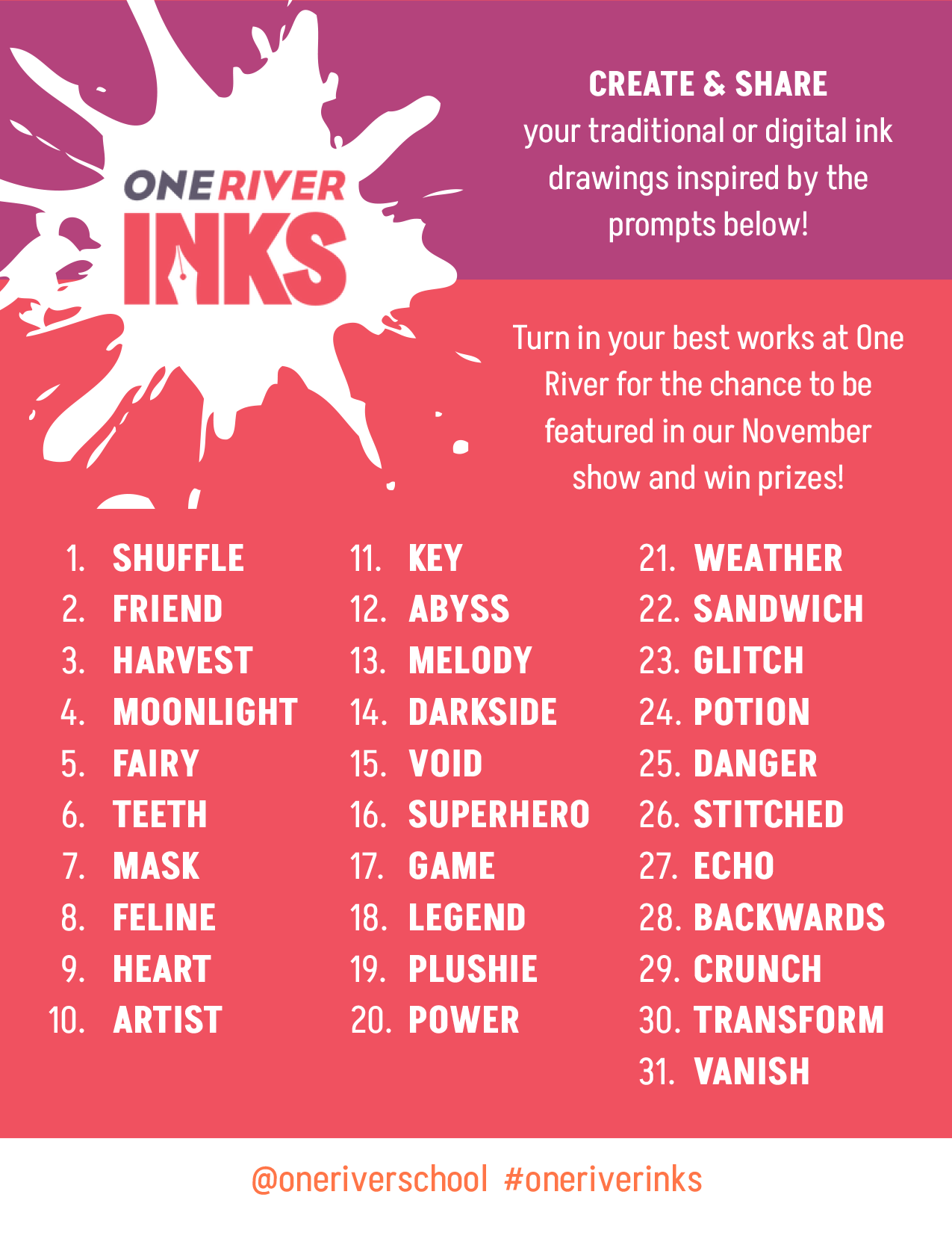 Challenge yourself! Draw something each day inspired by the promps below. (1)-2